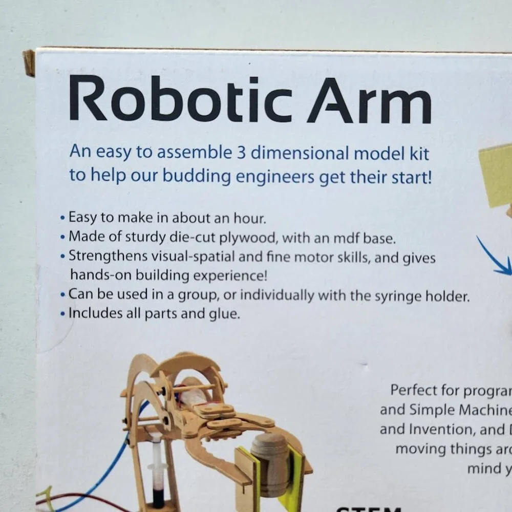 NEW PATHFINDERS STEM Kit Hydraulic Robotic Arm |Wooden Building STEM Kit Toy Mec